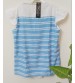 Half  Sleeve Polyester Blouse, For Girl Wear, Children's Wear, Pull Over, Designer Collar Frock, Horizontal Stripe Pattern, Girl Kids Wear, Color: Light Blue And White